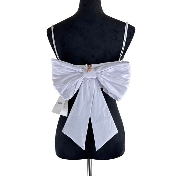 Revolve Nookie Reese White Crop Tank Top Bow Detail Back Sz M NWT - Picture 1 of 12